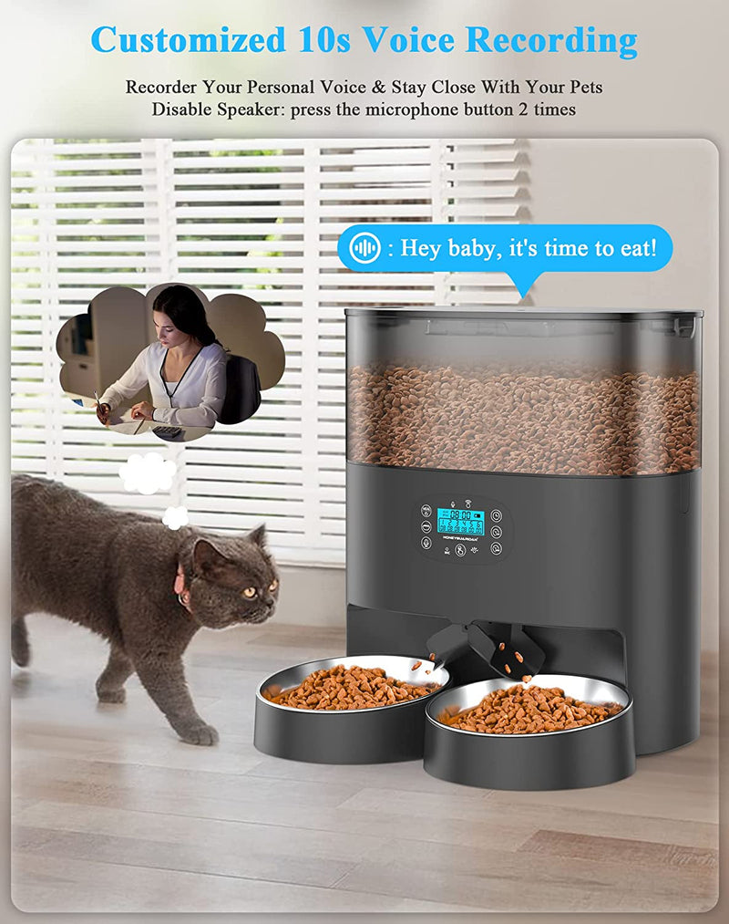 Honeyguaridan 6L Automatic Pet Feeder with Wifi and Stainless Steel Bowl