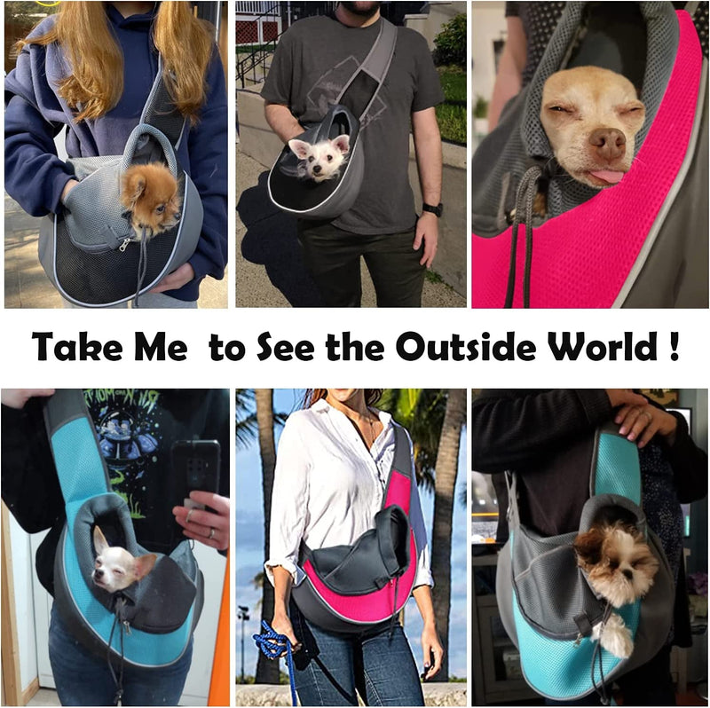 WOYYHO Pet Dog Sling Carrier - Adjustable Strap Zipper Opening for Small Dogs - Black