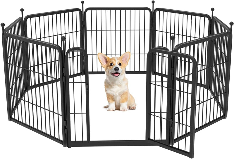 FXW Outdoor Dog Playpen with Gate - 8 Panels 24 Height - Small Dog Exercise Pen for RV Camping Yard