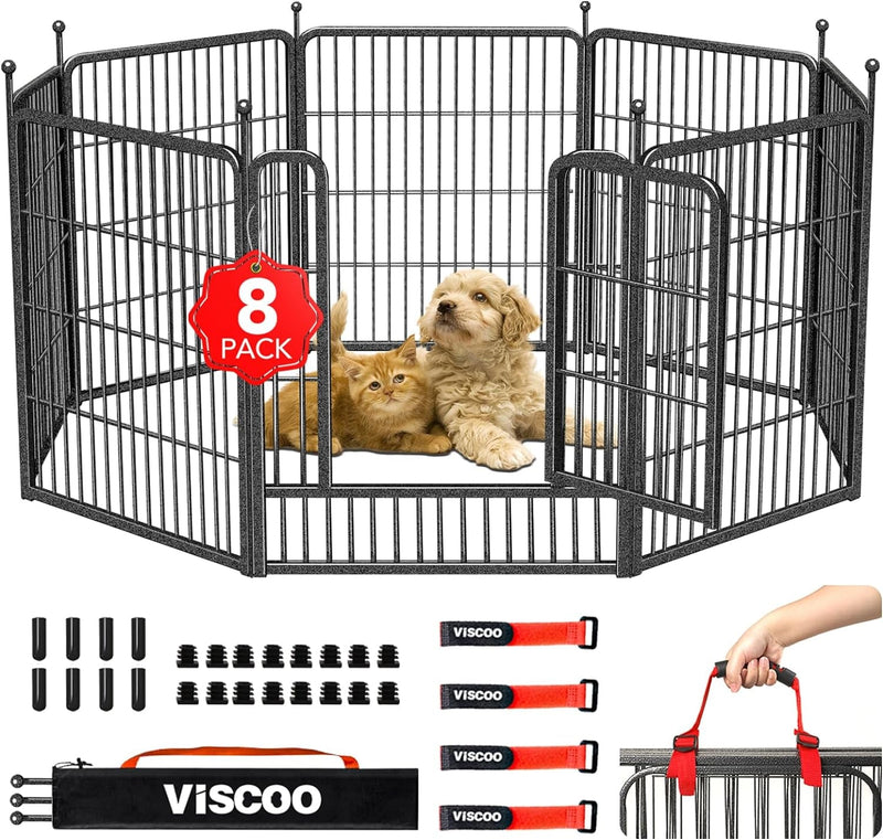 8-Panel IndoorOutdoor Dog Playpen - 32H Metal Fence for LargeMediumSmall Dogs