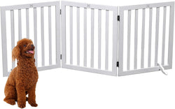 Wooden Freestanding Pet Gate - Foldable Fence for Dogs - 3 Panel 236 - White