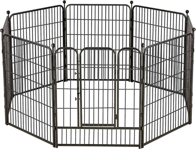 Metal Dog Playpen 8 Panel Exercise Pen for SmallMedium Dogs - 32 Height Door OutdoorIndoor Black