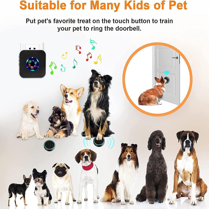 Wireless Dog Doorbell for Potty Training - Waterproof Touch Buttons and Portable Receivers