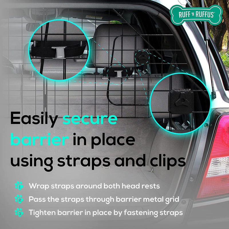 Heavy-Duty Foldable Dog Car Barrier with Bonus Travel Bowl  Case - Universal Fit