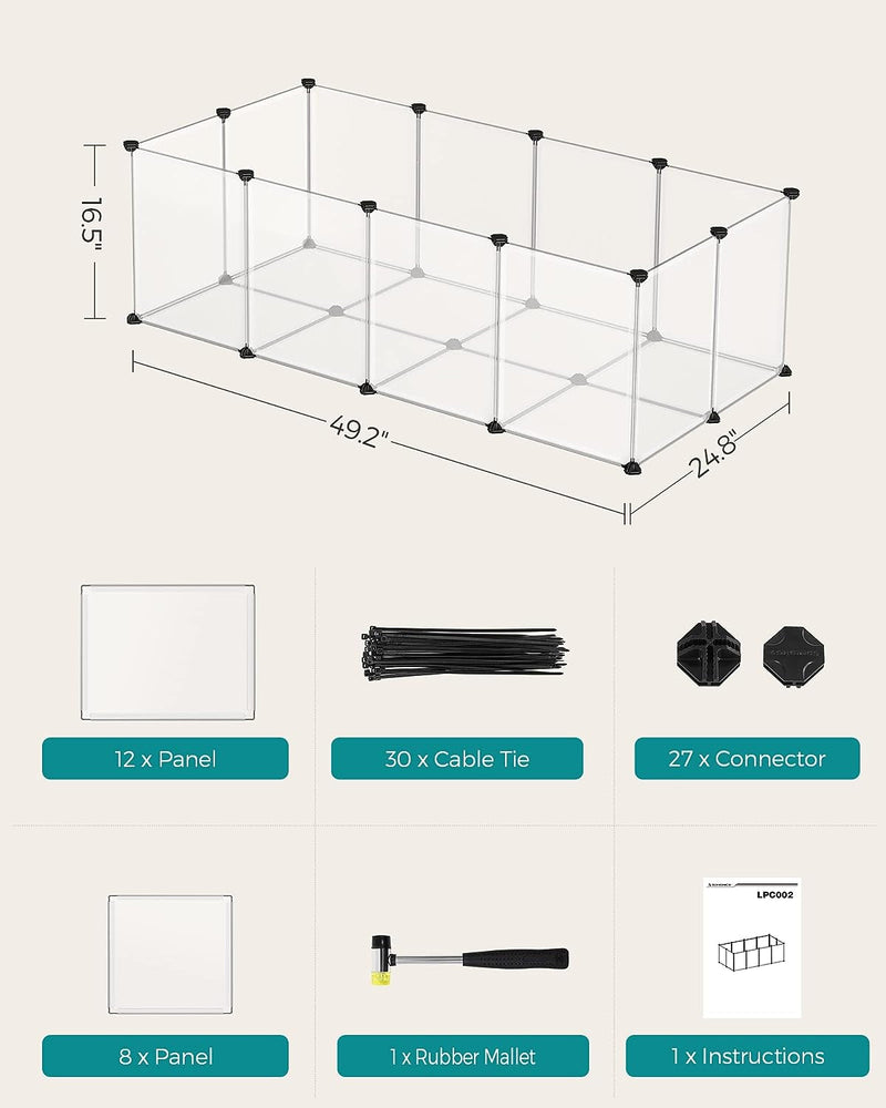 SONGMICS Pet Playpen with Floor DIY Small Animal Pen for Hamsters  Hedgehogs White ULPC001W01