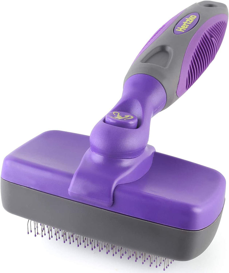 Hertzko Dog & Cat Brush, Dog Brush for Shedding, Cat & Dog Grooming, Self Cleaning Slicker Brush for Pets, Grooming Brushes for Long Short Haired Dogs Cats, Deshedding Brush, Rake, Comb | Original