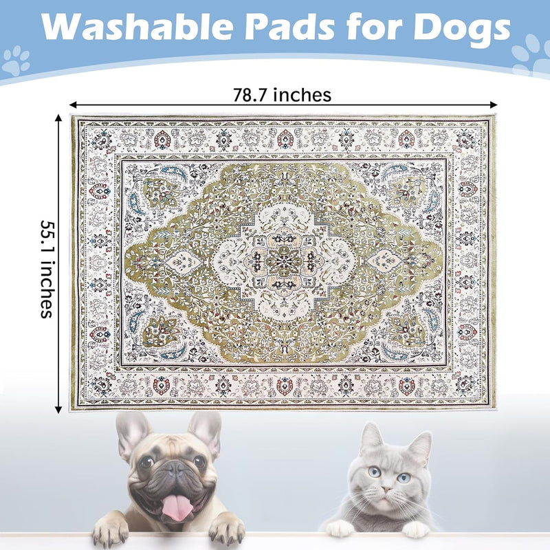 Kathson Large Reusable Puppy Pads - Non Slip Training Pads for Dogs - Washable 55x787 Inches - Pattern A