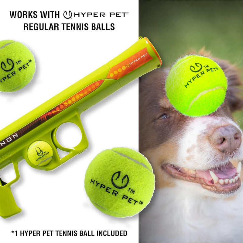 Hyper Pet K9 Kannon Dog Ball Thrower Launcher for Dogs (Small to Medium Breeds up to 60 Pounds), Includes One Hyper Pet 2.5 Inch Tennis Ball