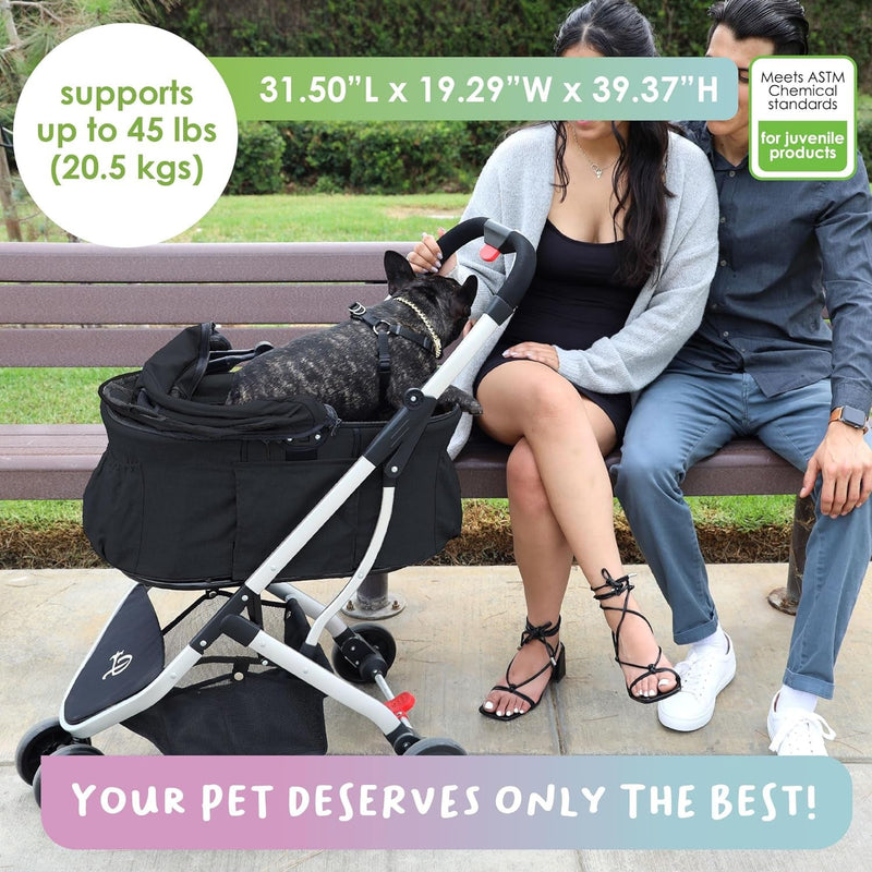 --3-In-1 Pet Stroller for SmallMedium Pets - Supports up to 45 lbs - Midnight Black
