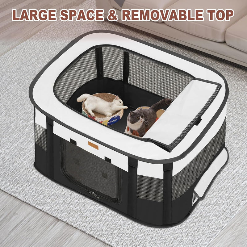 Foldable Dog Playpen with Carrying Bag - Portable Pet Tent for IndoorOutdoor Travel Black-Small