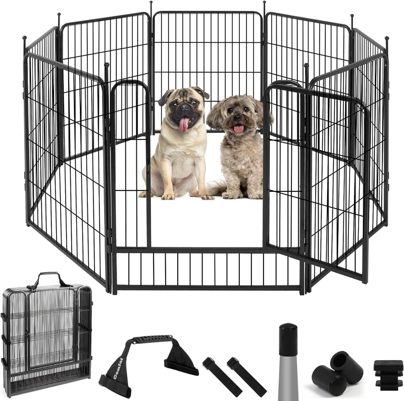 Comsaf Dog Playpen - 32 Height - 8 Panels - Metal Fence - Portable  Easy-Carry - OutdoorIndoor Pet Pen for LargeMediumSmall Dogs