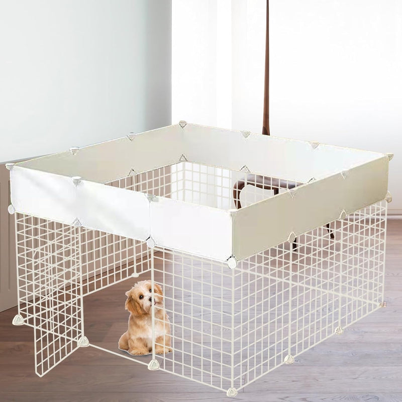 Indoor Portable Dog Playpen with Door - 14 Panels Metal Wire for Small Animals Black