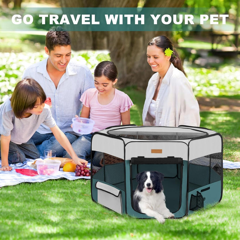 Portable Dog Playpen for IndoorOutdoor Use - Large-Capacity and Foldable