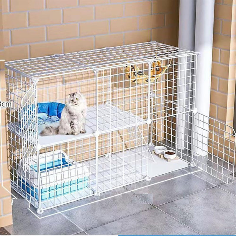 Indoor DIY Cat Playpen Metal Wire Kennel - Detachable Cat Cage