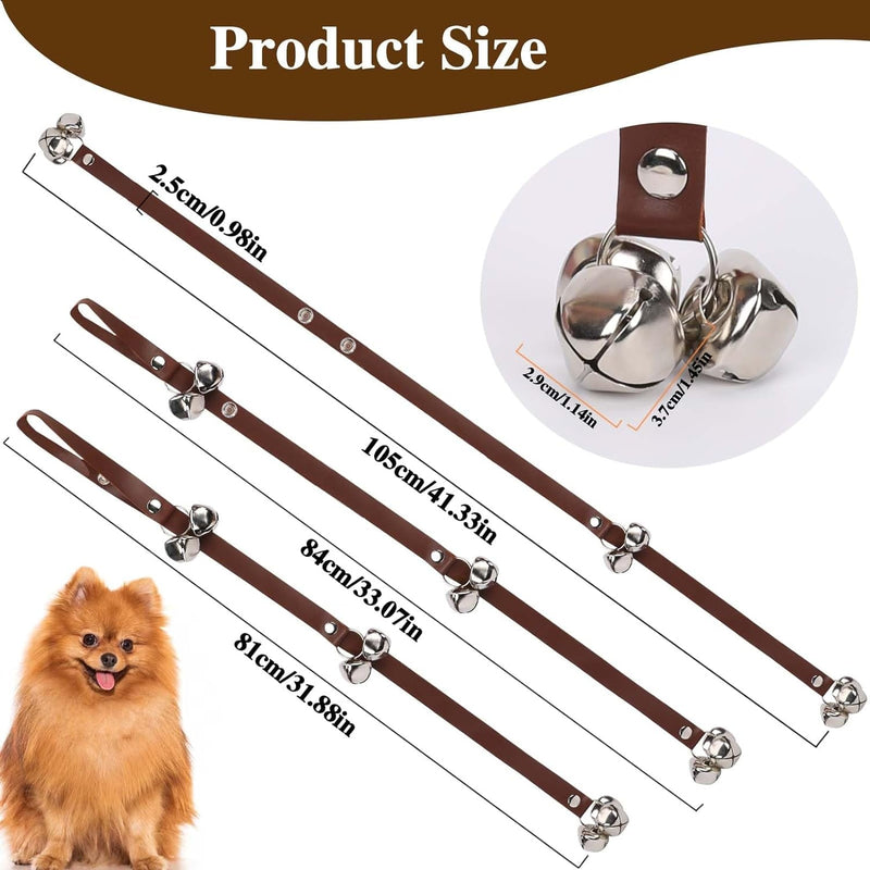 Potty Training Leather Dog Door Bell - Adjustable Copper Bell for Dog Potty 1 Pack Brown