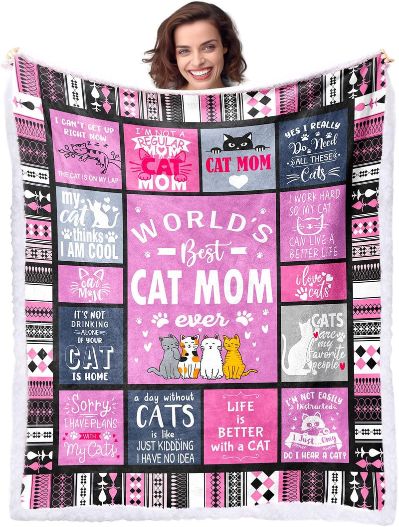 Worlds Best Dog Mom Blanket - 50x60 Fun Dog Lover Gift for Womens Birthday