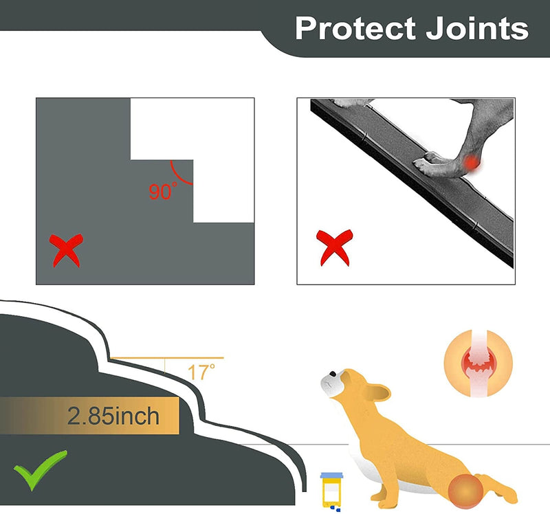 High Density Foam Dog Stairs Ramps - Non-Slip Pet Steps for Older Dogs with Joint Pain - Sofa Bed Ladder for Cats