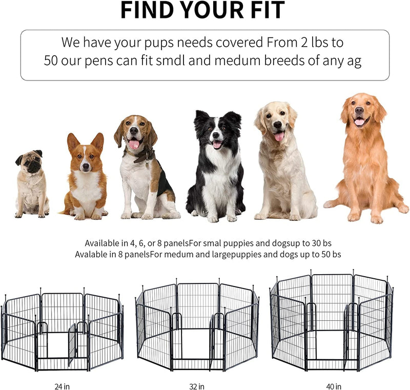 Portable Dog Playpen with Doors - IndoorOutdoor Fence for LargeMediumSmall Dogs 40 Inch 08 Panels