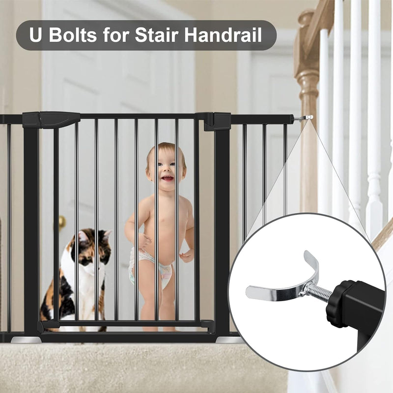 Yacul Baby Gate for Stairs - Pressure Mounted - 30 Tall - Black