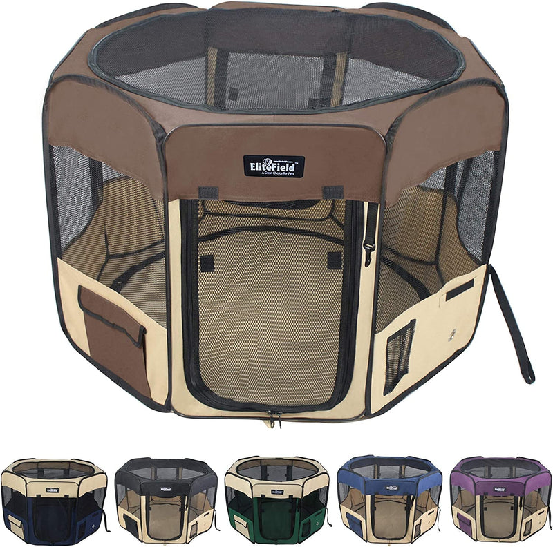 Elitefield Soft Pet Playpen - 2 Door - 2 Year Warranty - Multiple Sizes  Colors - 48x48x32