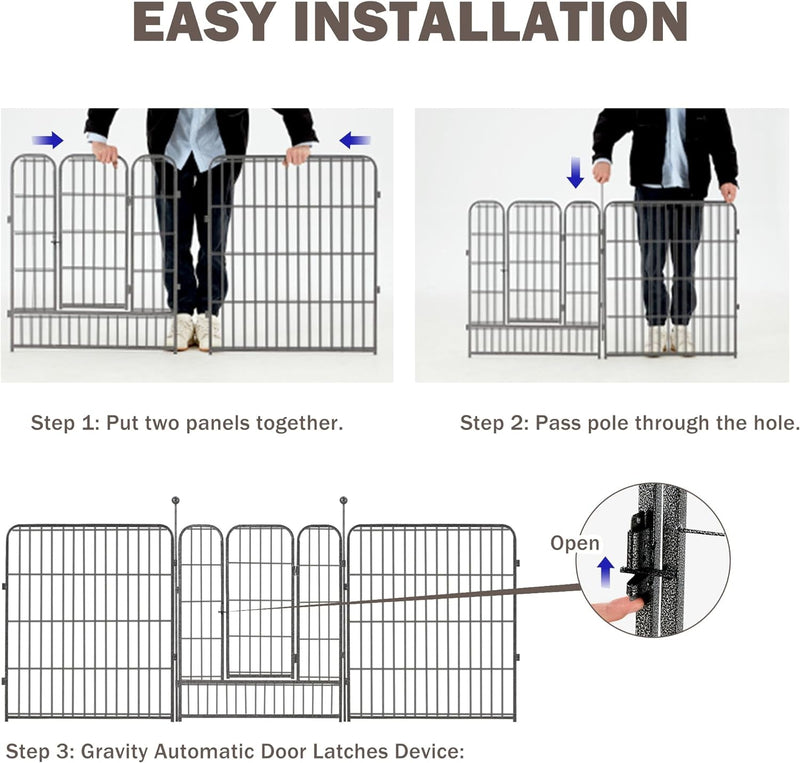 Metal Dog Playpen 8 Panel Exercise Pen for SmallMedium Dogs - 32 Height Door OutdoorIndoor Black