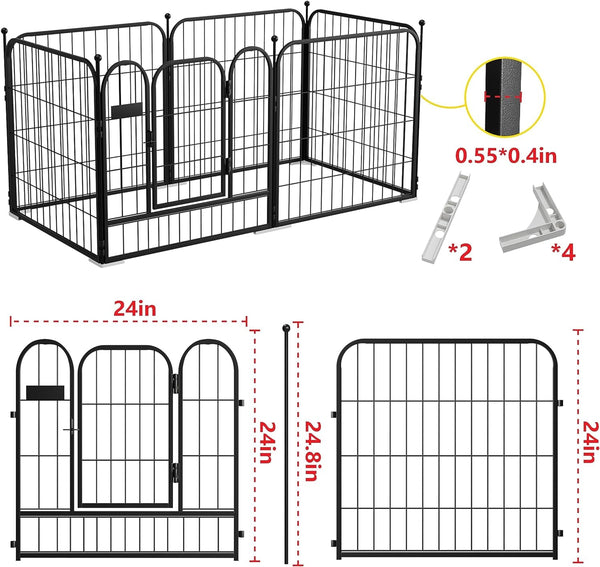 Heavy Duty Metal Puppy Playpen with Gate 6-Panel Design - IndoorOutdoor Use