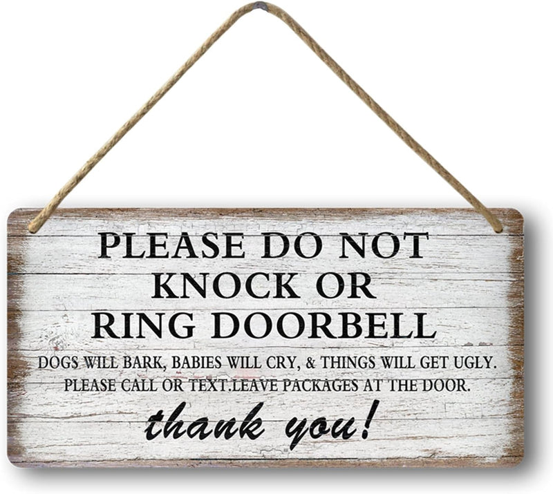 Do Not Disturb Signs for Home - Funny Dog Doorbell  Sleeping Signs 12x8 inches