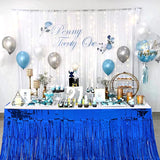 6 Pack Metallic Foil Fringe Tinsel Table Skirts,29x108 Inch Party Table Skirt Banner Disposable Table Skirt Banner for Rectangle Tables Parade Floats Mardi Gras Party (Blue)