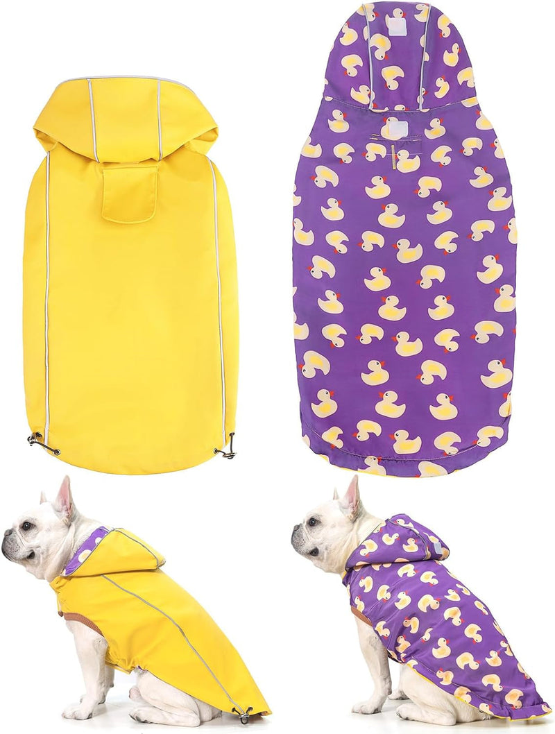 GiveReversible Hooded Raincoat for Dogs Reflective  Waterproof