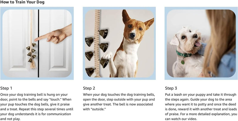 Dog Training Bells - Silver Jingle Bells for Potty Training and Outdoor Access