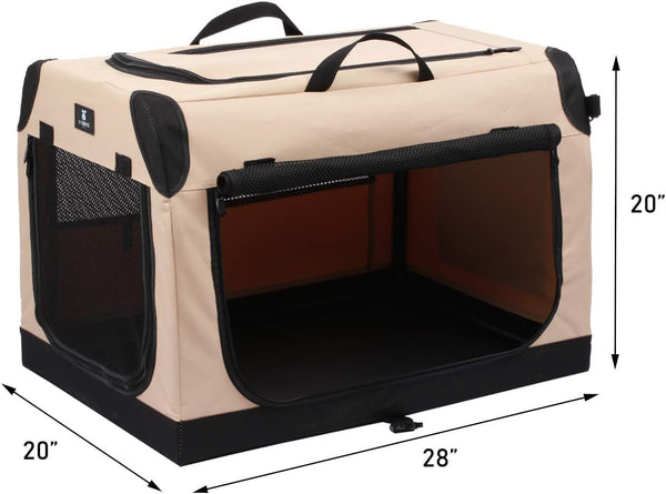 X-ZONE PET Portable Dog Crate - Medium 28x20x20 - Tan