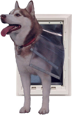 Ideal Pet Products Wall Entry Pet Door Double Flap with Built-In Tunnel and Slide - Extra Large White