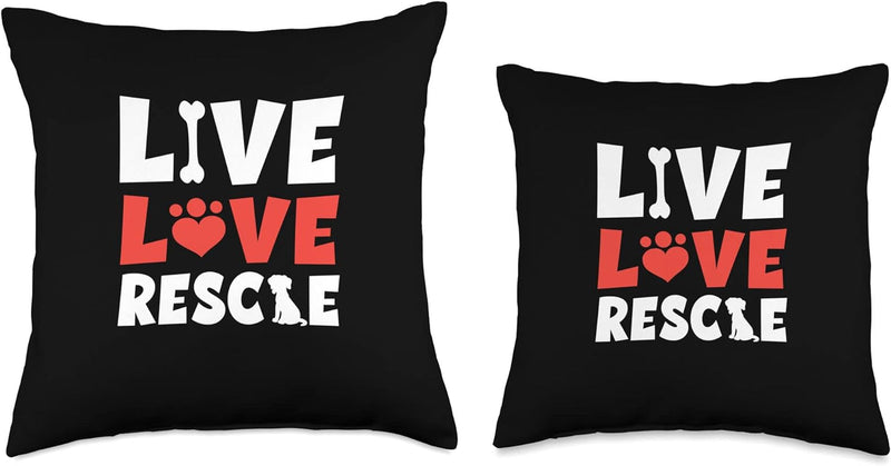 Live Love Rescue Throw Pillow - 16X16 Multicolor Pillow for Dog and Cat Lovers