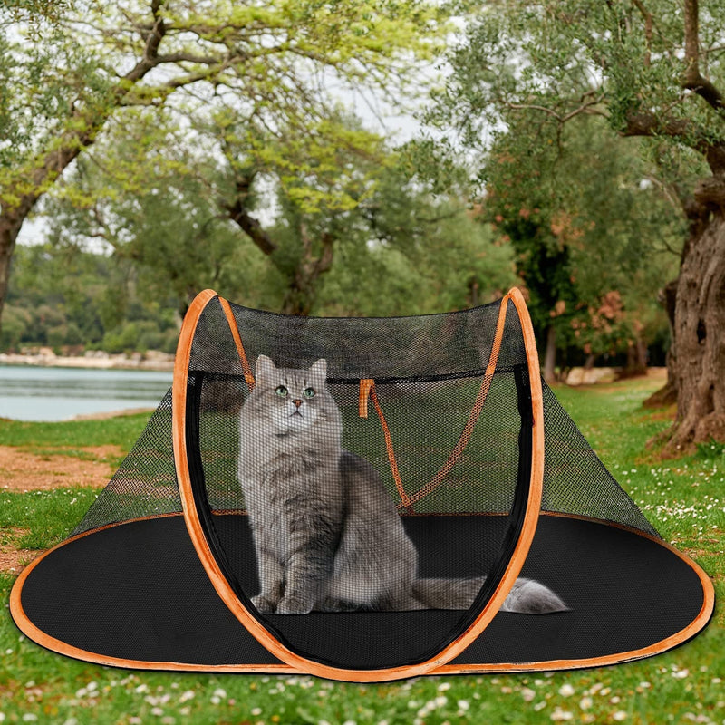 Cat Tent Outdoor - Portable Pet Enclosure for Cats and Small Animals with Carry Bag Orange