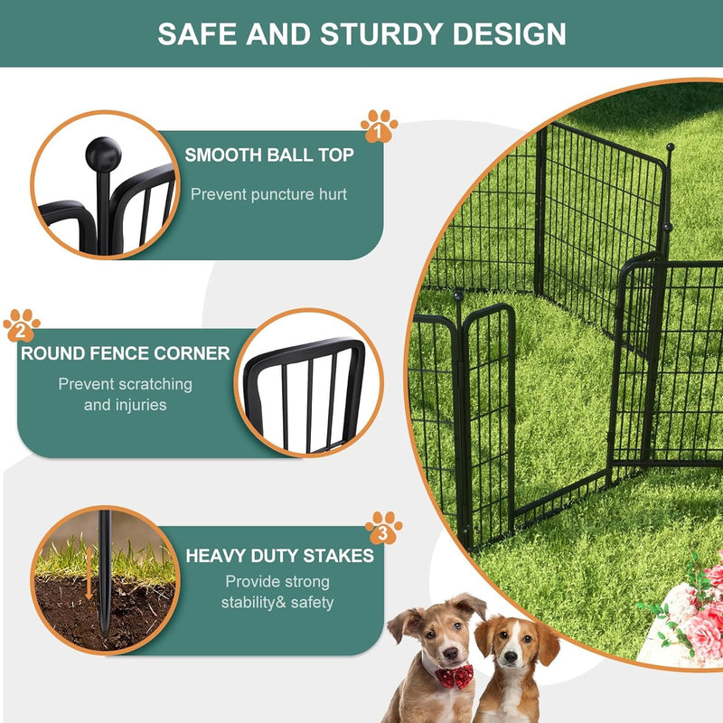 Homieasy Dog Playpen with Storage Bag - 32 Pet Fence for RV Camping Indoor Use - 8 Panels Black Made for SmallMediumLarge Dogs