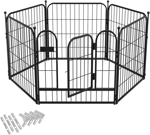 Heavy Duty Metal Puppy Playpen with Gate 6-Panel Design - IndoorOutdoor Use