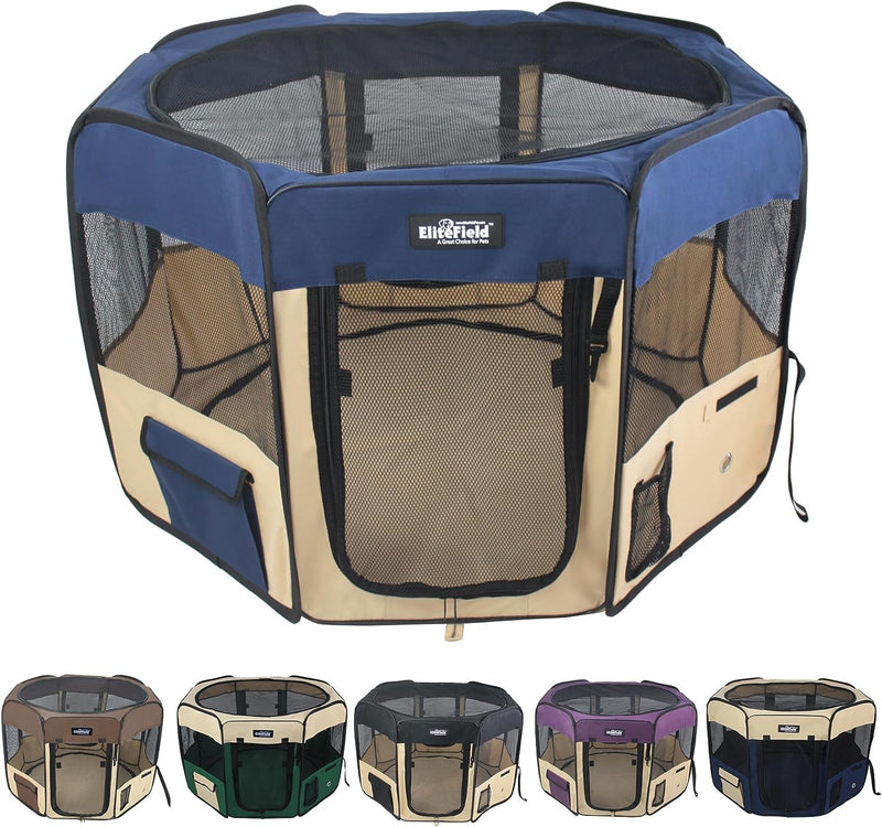 Elitefield Soft Pet Playpen - 2 Door - 2 Year Warranty - Multiple Sizes  Colors - 48x48x32