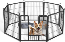 Healsmart Indoor Dog Playpen - Heavy Duty 8-Panel Puppy Pen 24 Height Black