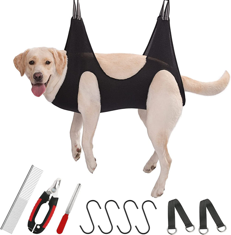 Guzekier Pet Dog Grooming Hammock Harness for Cats & Dogs, Dog Sling for Grooming, Dog Hammock Restraint Bag with Nail Clippers/Trimmer, Nail File, Pet Comb,Ear/Eye Care