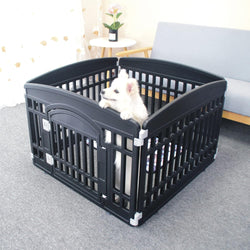 Pet Playpen for Dogs - IndoorOutdoor Heavy Duty Exercise Pen for Small Pets - Folding 6 Panel Fence White