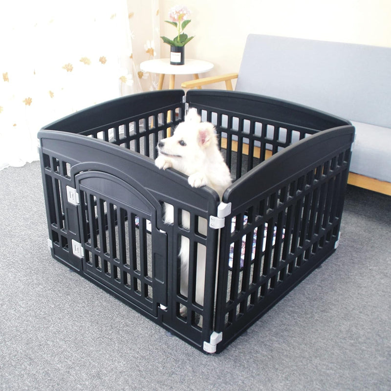 Pet Playpen for Dogs - IndoorOutdoor Heavy Duty Exercise Pen for Small Pets - Folding 6 Panel Fence White