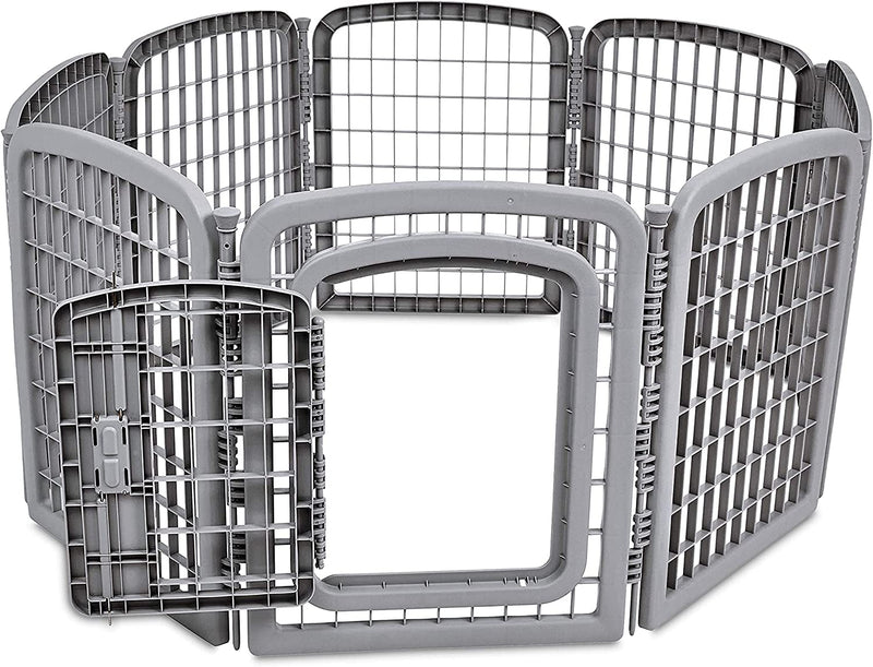 Amazon Basics 8-Panel Octagonal Pet Pen with Gate Grey - 59x58x28