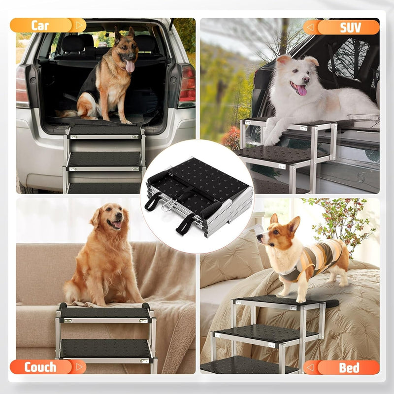 Gimars Dog Car Ramp for Large Dogs - Adjustable Height Sturdy and Lightweight Aluminum