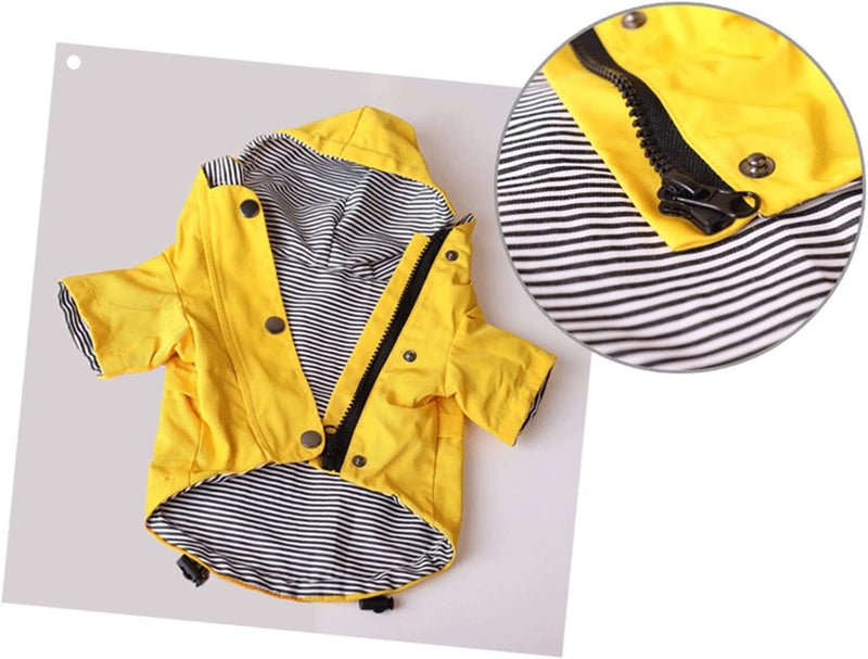 X-Large Yellow Dog Raincoat with Zip Hoodie - Water Resistant and Stylish