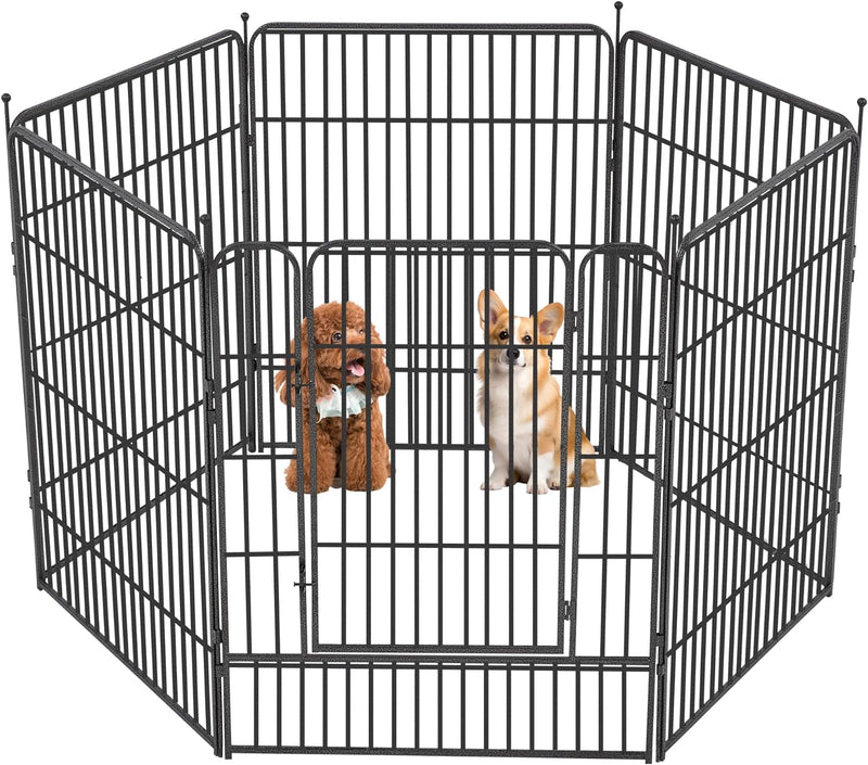 Metal Dog Playpen 8 Panel Exercise Pen for SmallMedium Dogs - 32 Height Door OutdoorIndoor Black