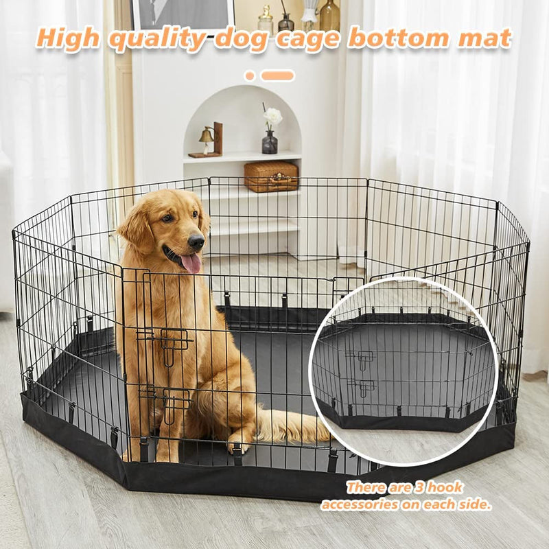 Octagon Dog Playpen Bottom Pad and Top Cover - 24 Inch Black