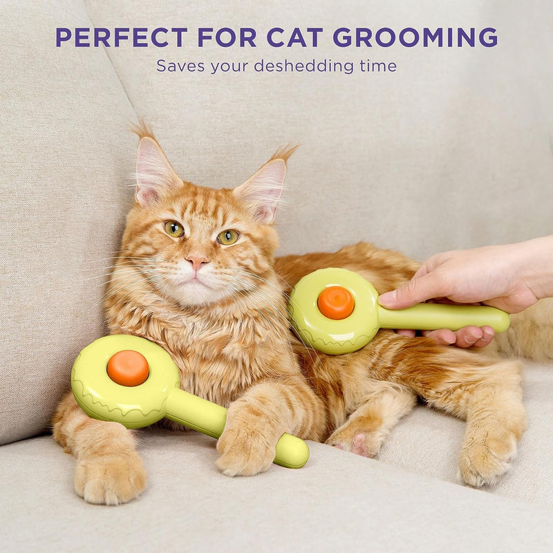 HICC GROOM! Pet Grooming Brush for Cats and Dogs, Self-Cleaning Sliker Brush for Removes Mats, Tangles, and Loose Hair, Shedding Brush for Short or Long Haired Cats/Dogs (Donut)