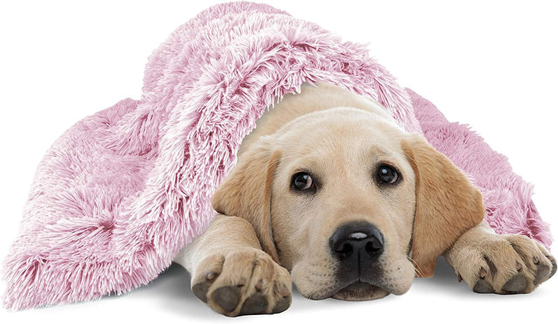 XL Calming Donut Blanket for Dogs - Rose Pink Plush