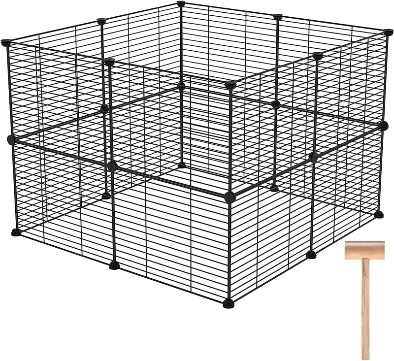 CAHOME Pet Playpen - Guinea Pig  Puppy Exercise Cage 12 Panel Grid Fence Portable Indoor Metal Yard - Black