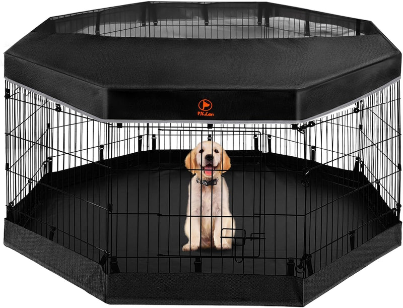 Metal Dog Playpen with Cover  Bottom Pad - 8 Panels 30H - SmallMedium Pets